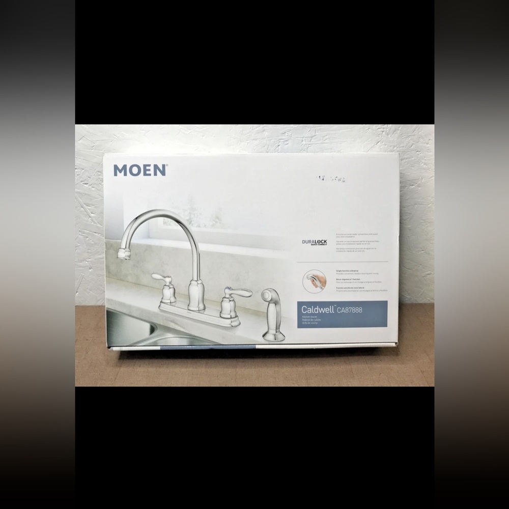 New 2023 Moen Caldwell CA87888 Two Handle Chrome Kitchen Faucet w/ Side Sprayer